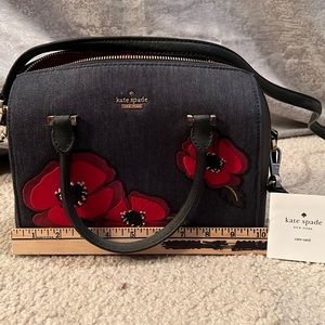 Kate spade denim and red flower handbag